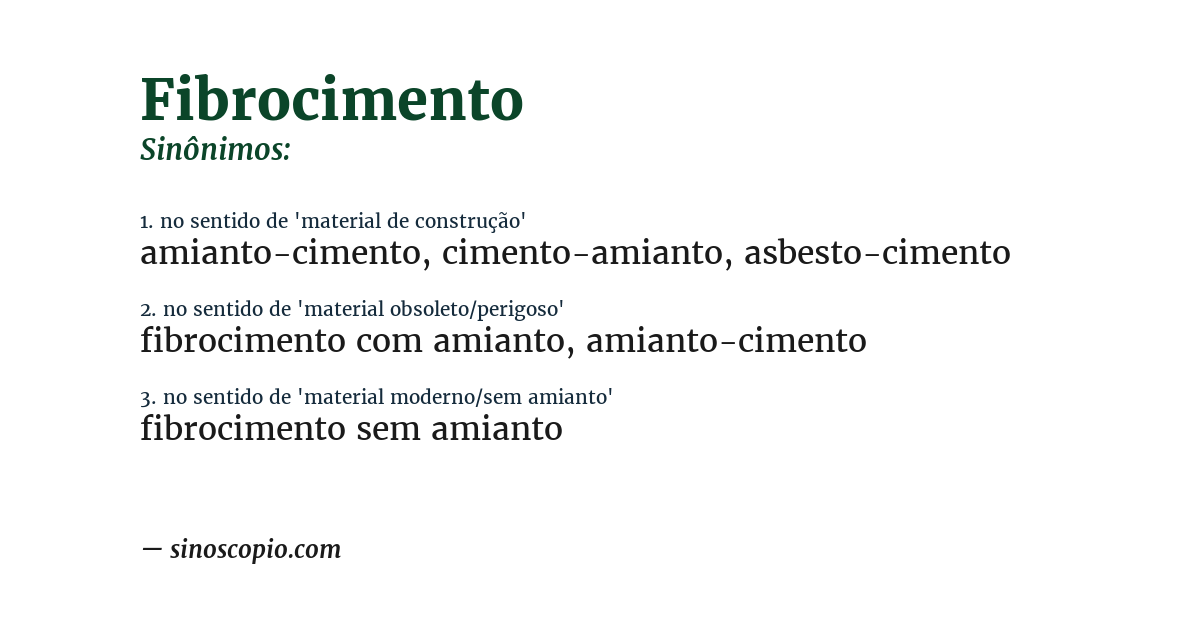 Sinônimo de fibrocimento