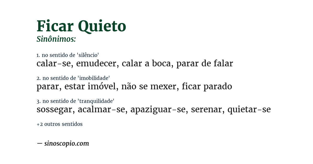 Sinônimo de ficar quieto