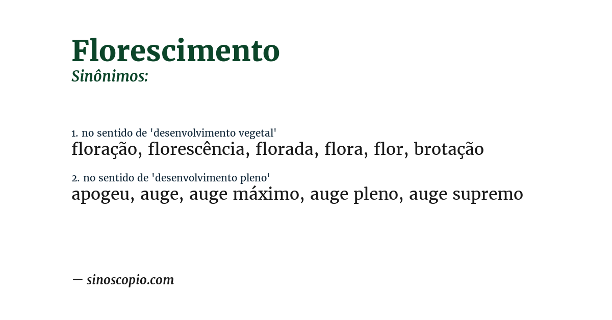 Sinônimo de florescimento