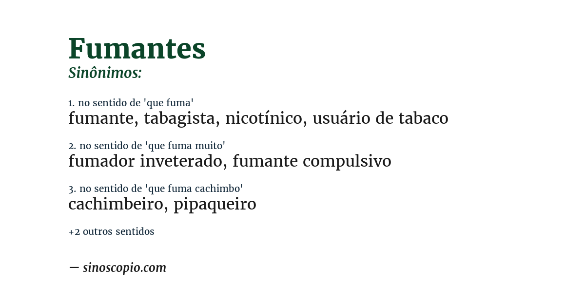 Sinônimo de fumantes