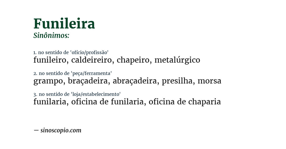 Sinônimo de funileira