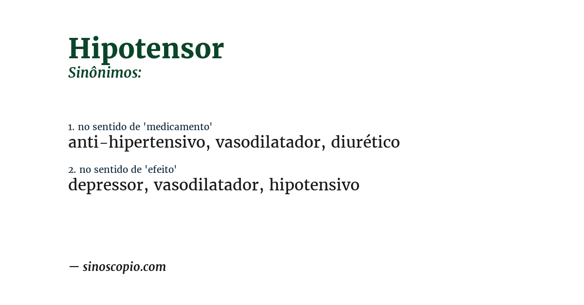 Sinônimo de hipotensor