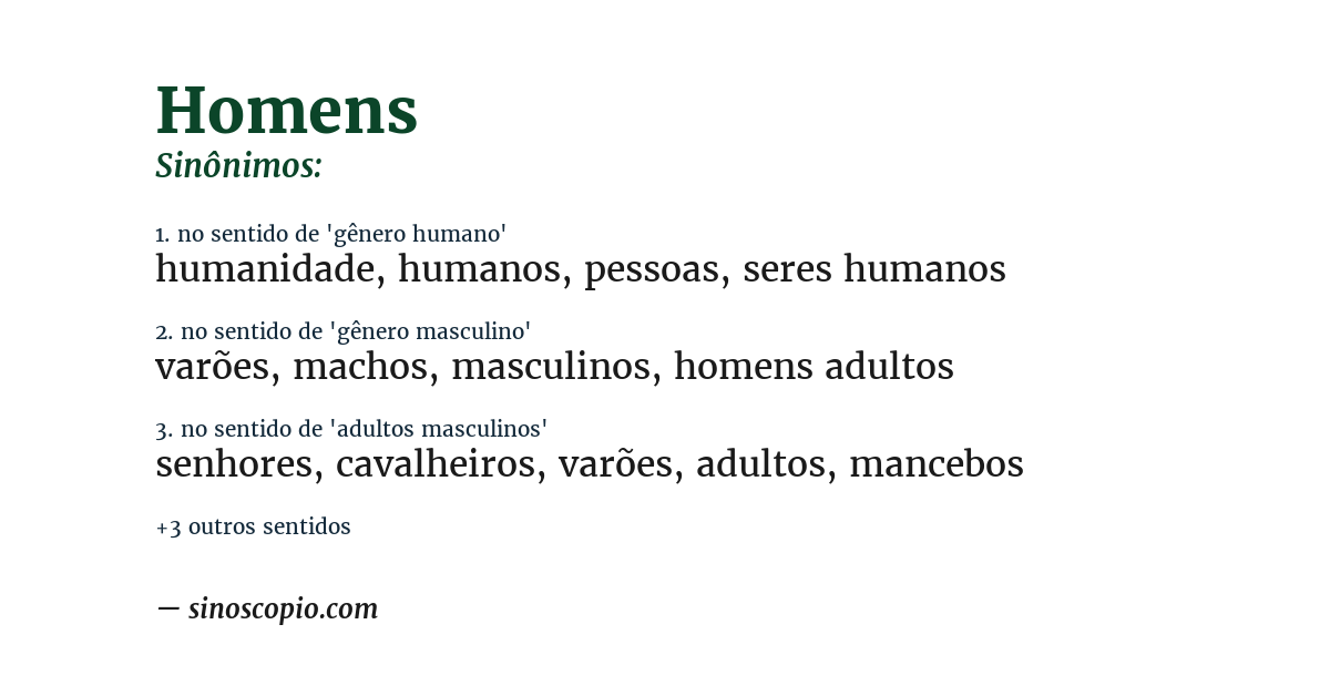 Sinônimo de homens
