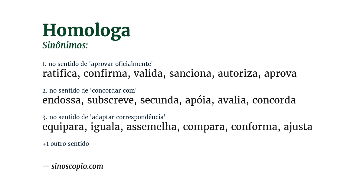 Sinônimo de homologa