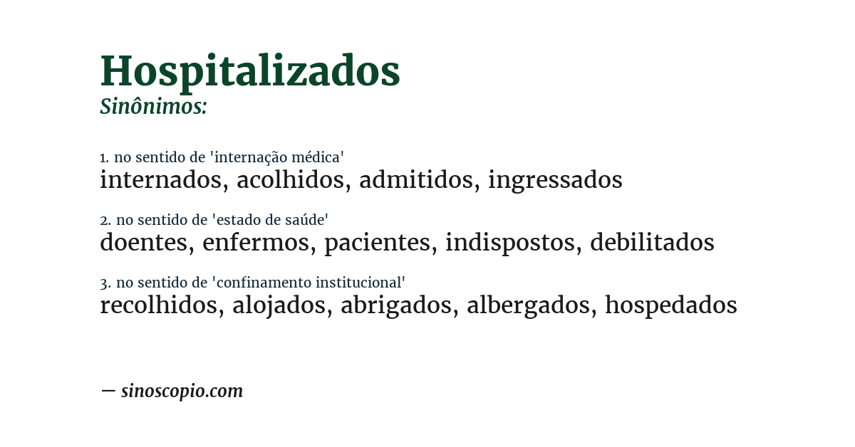Sinônimo de hospitalizados