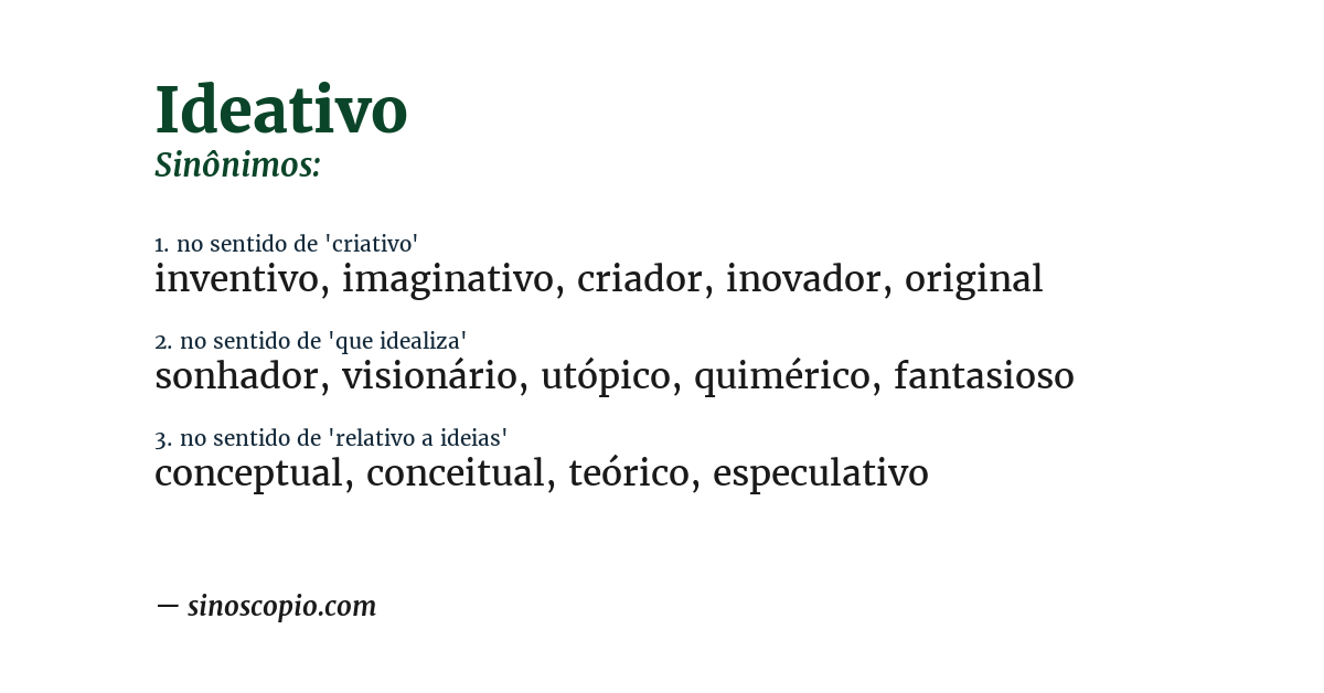 Sinônimo de ideativo