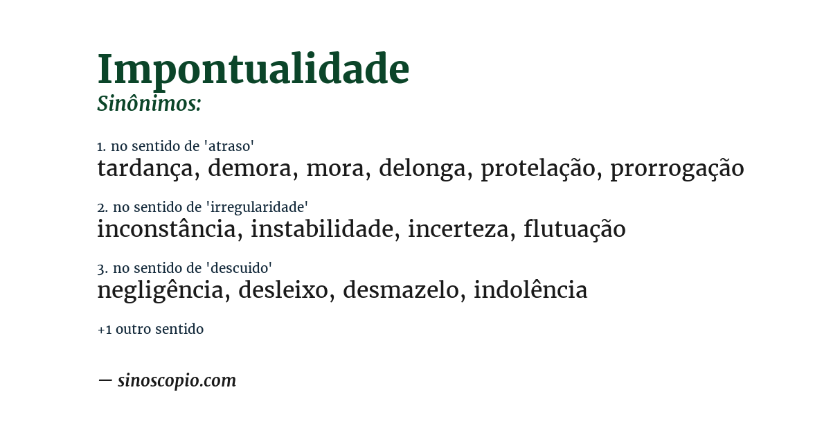 Sinônimo de impontualidade