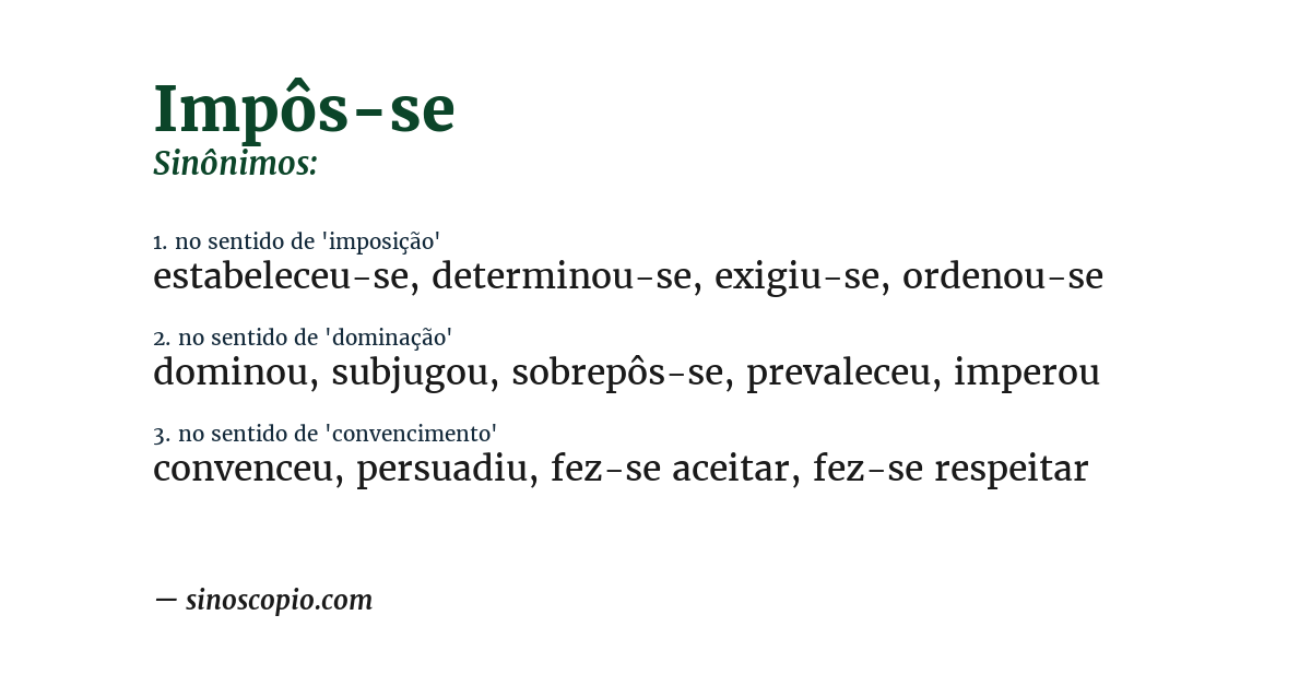 Sinônimo de impôs-se