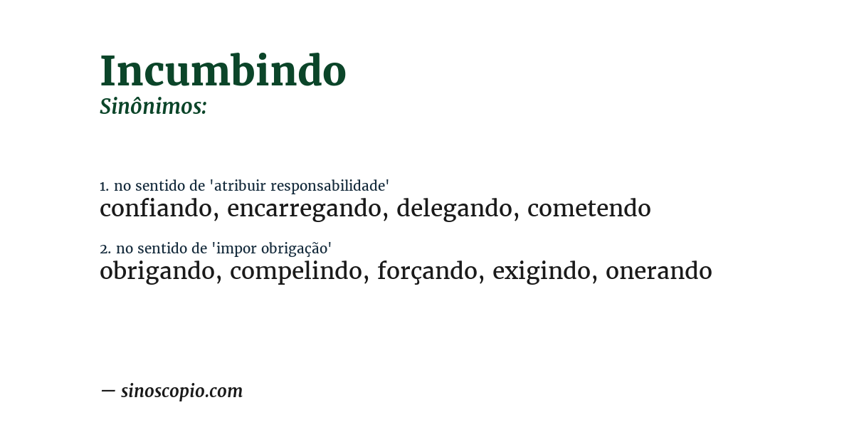 Sinônimo de incumbindo