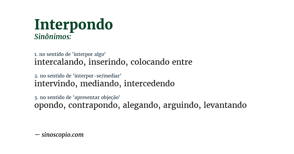 Sinônimo de interpondo
