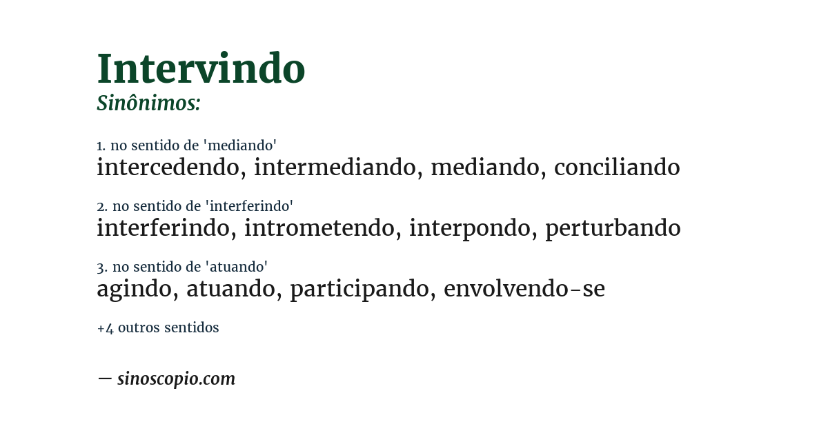 Sinônimo de intervindo
