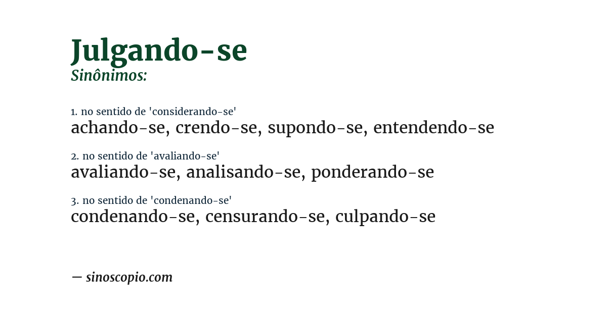 Sinônimo de julgando-se