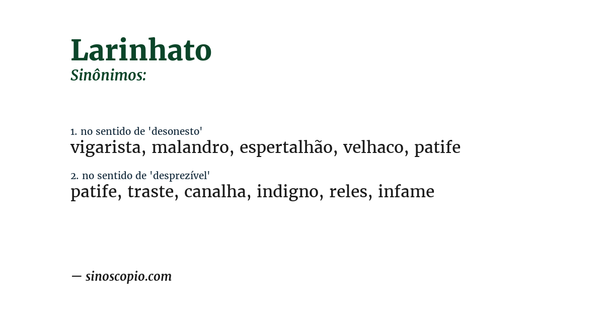 Sinônimo de larinhato