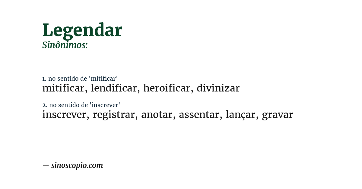 Sinônimo de legendar