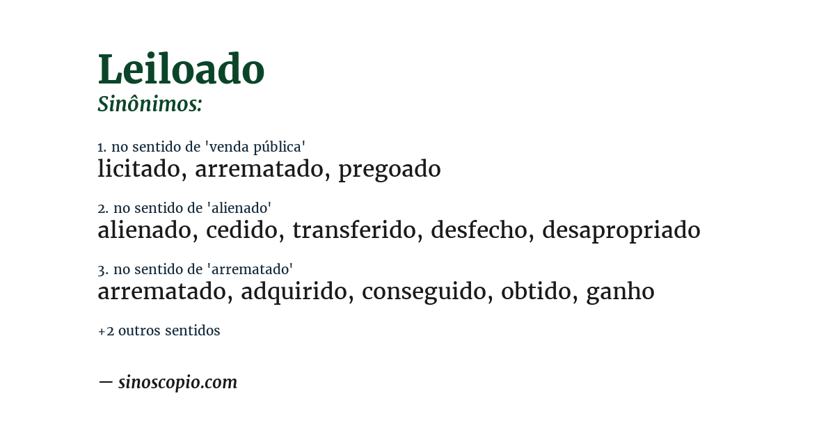 Sinônimo de leiloado