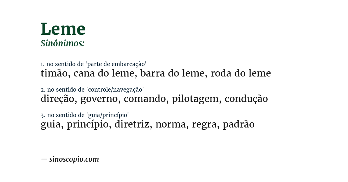 Sinônimo de leme
