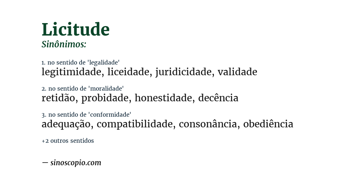 Sinônimo de licitude