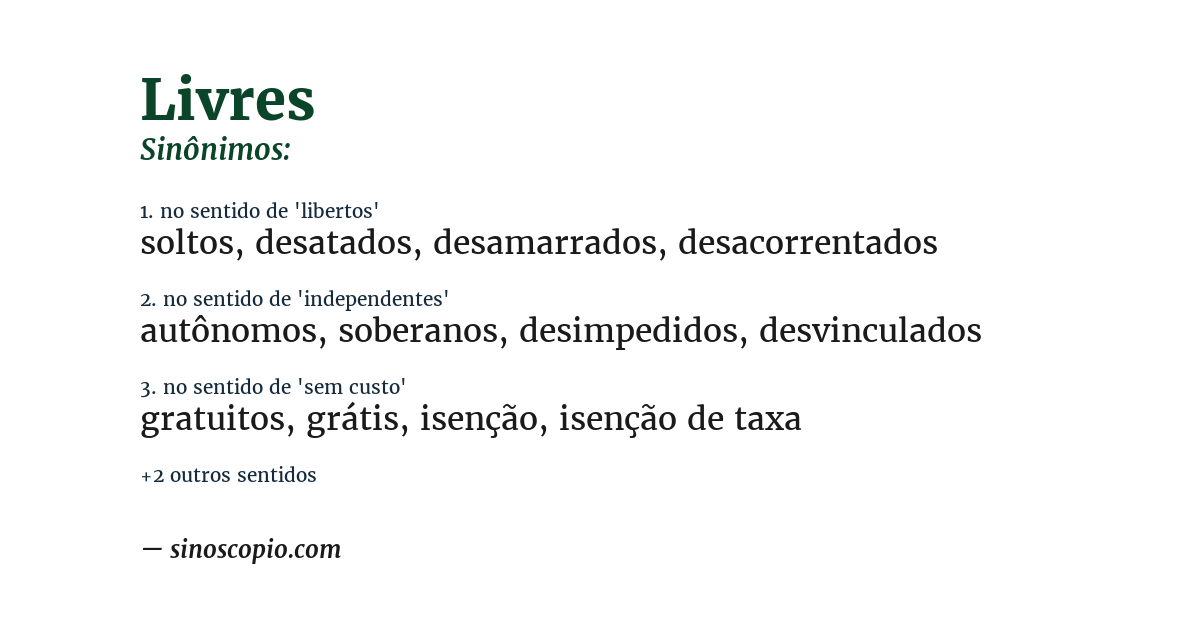 Sinônimo de livres