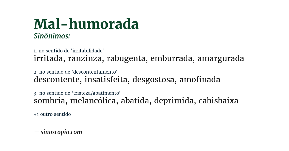 Sinônimo de mal-humorada