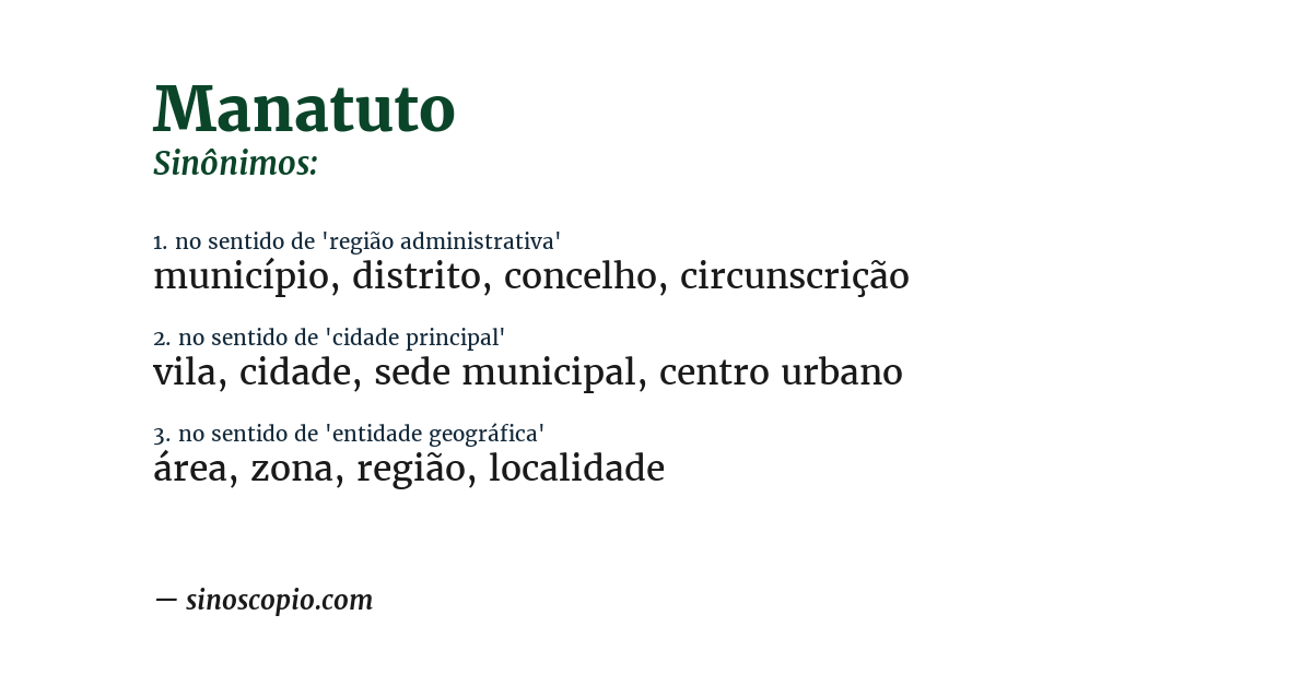 Sinônimo de manatuto