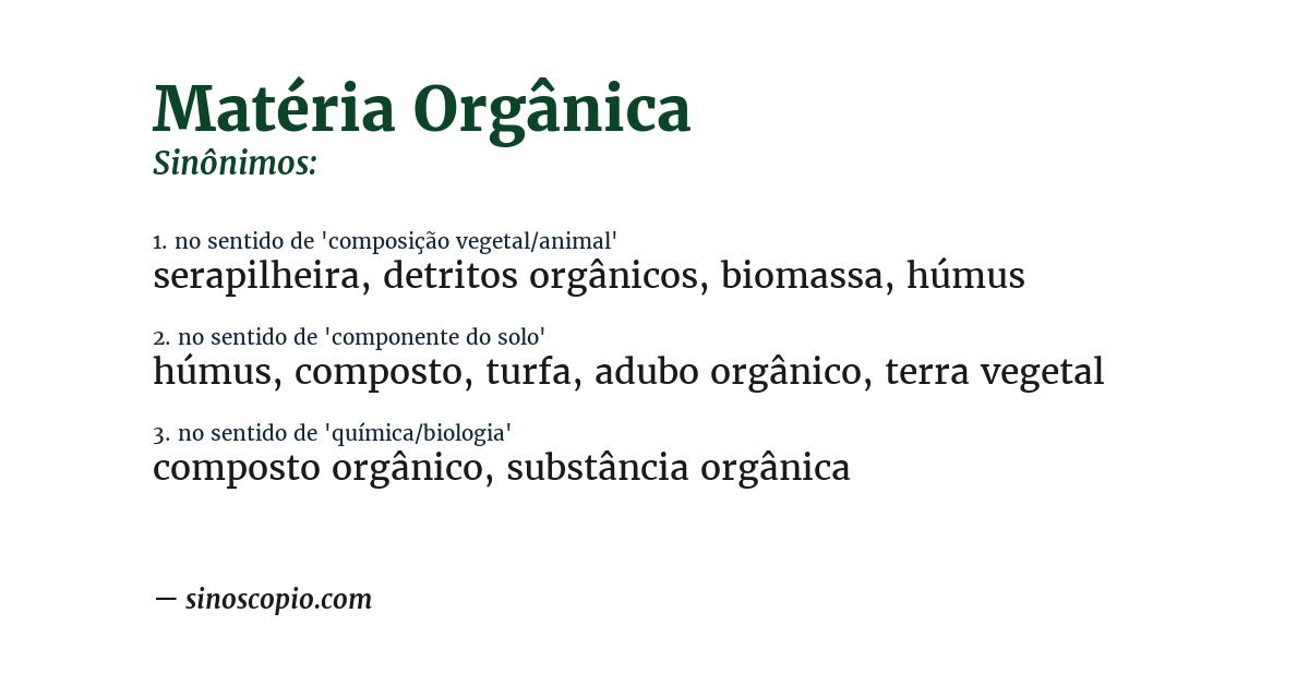 Sinônimo de matéria orgânica