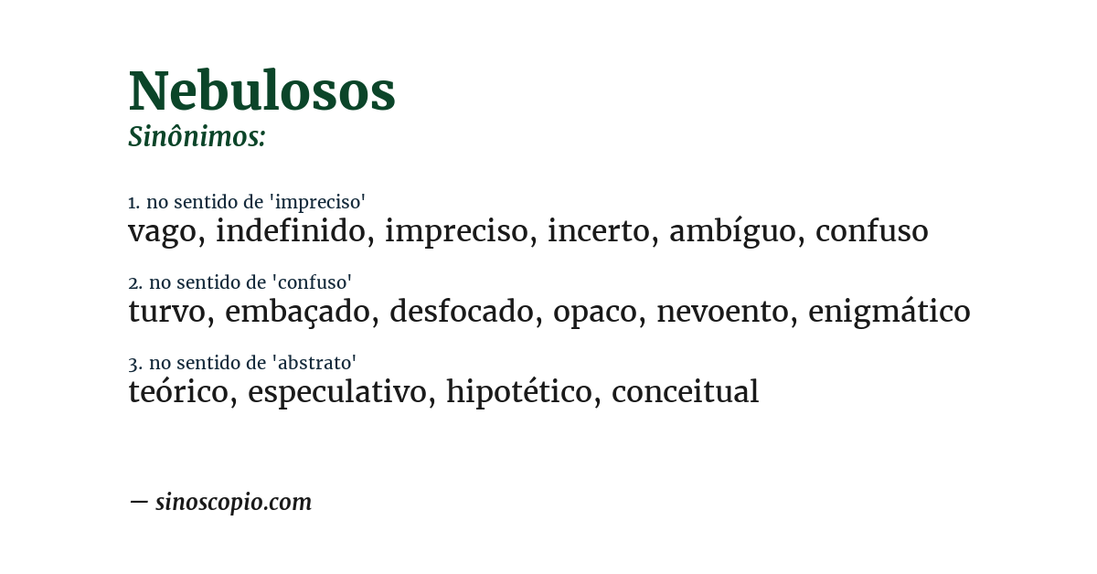 Sinônimo de nebulosos