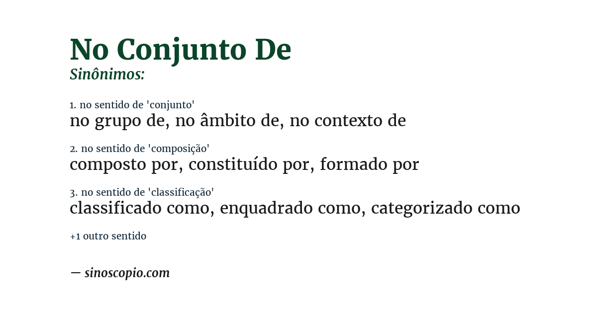 Sinônimo de no conjunto de