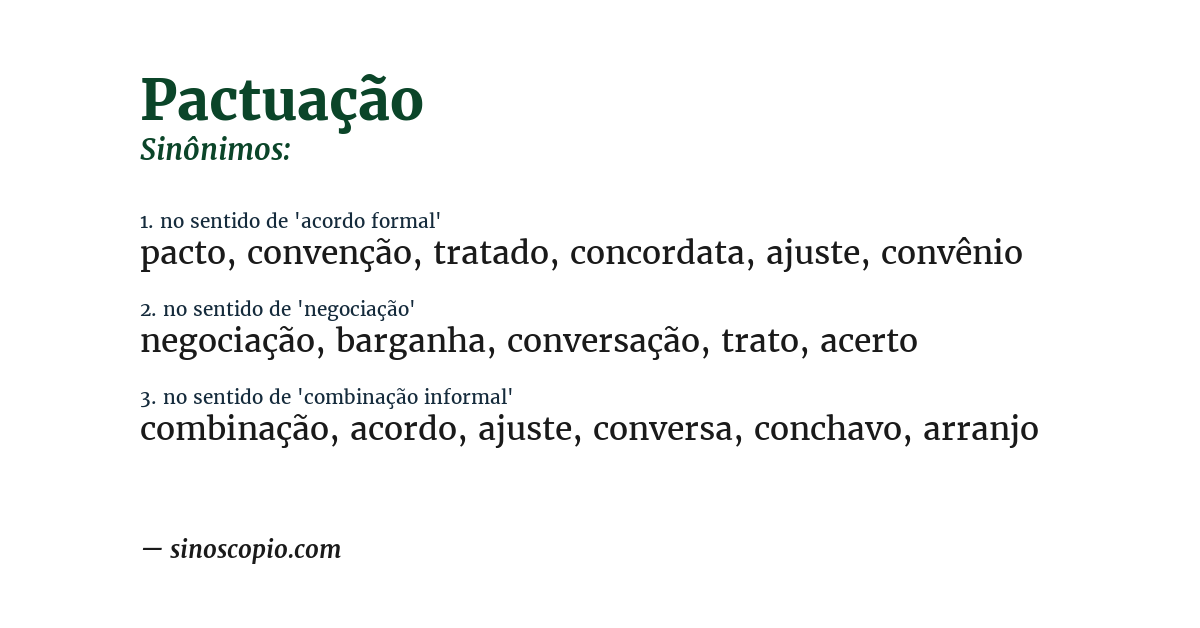 Sinônimo de pactuação