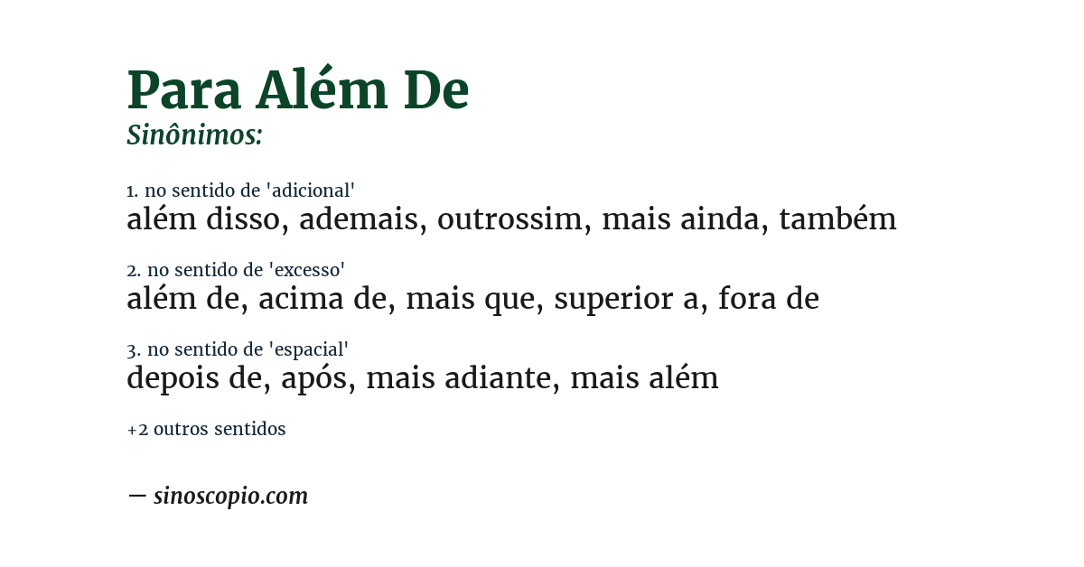 Sinônimo de para além de