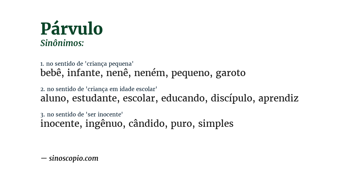 Sinônimo de párvulo