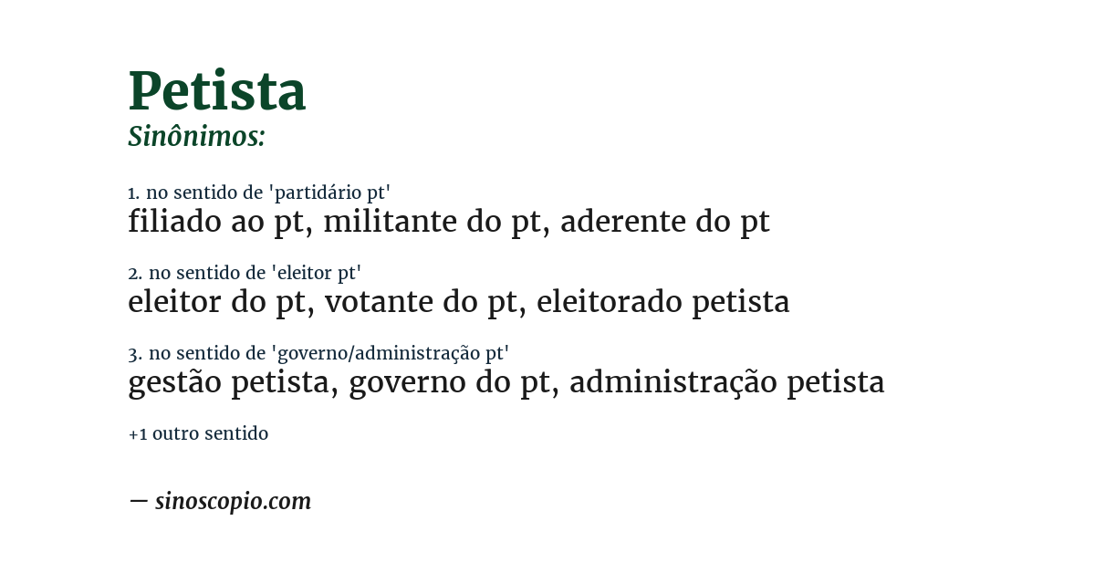 Sinônimo de petista