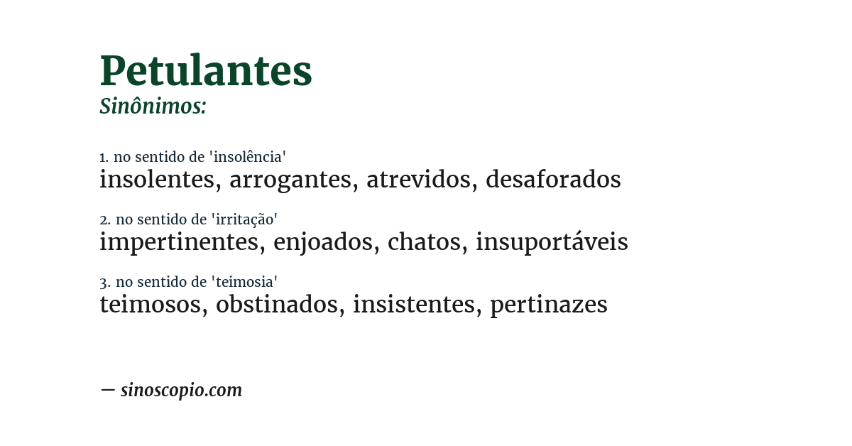 Sinônimo de petulantes
