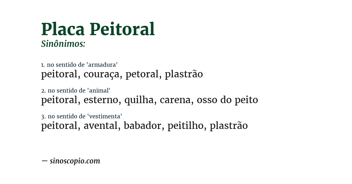 Sinônimo de placa peitoral
