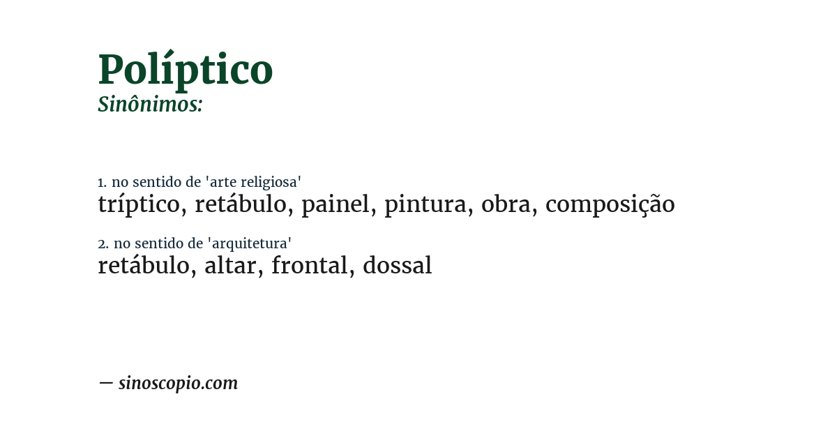 Sinônimo de políptico