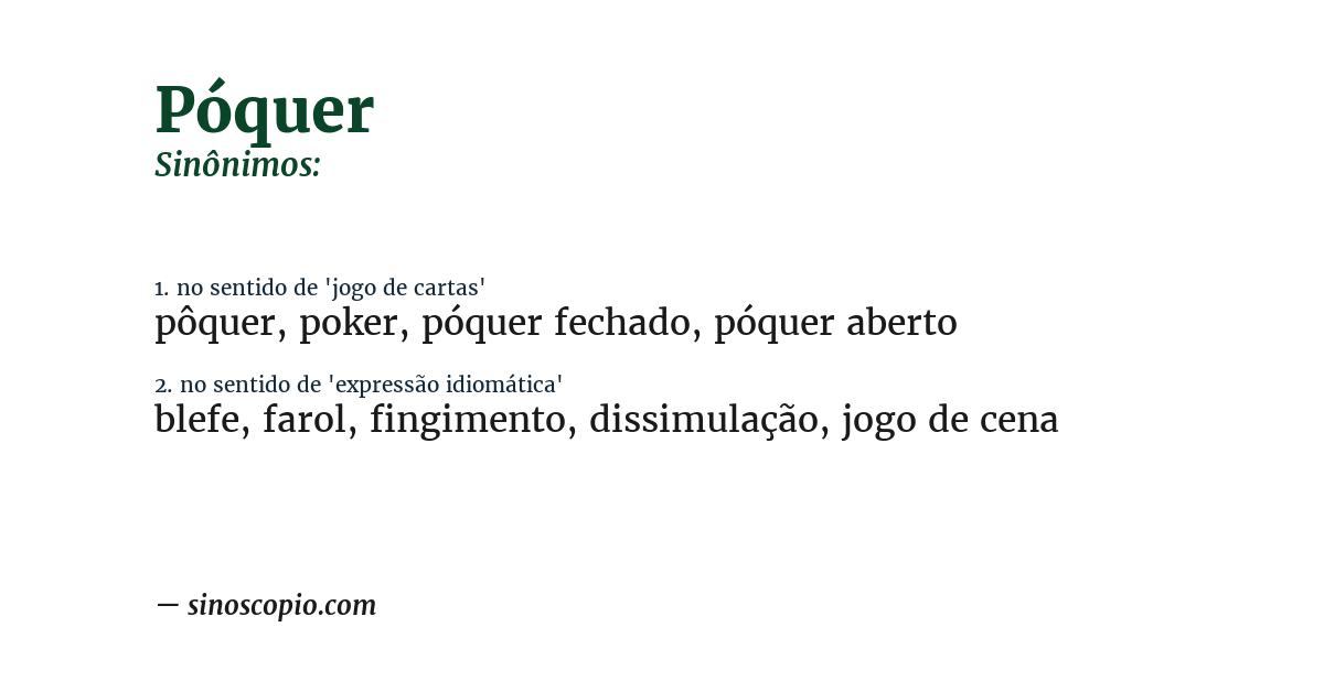 Sinônimo de póquer