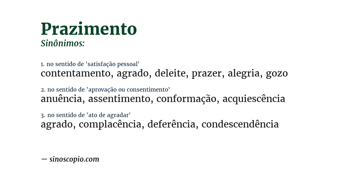 Sinônimo de prazimento