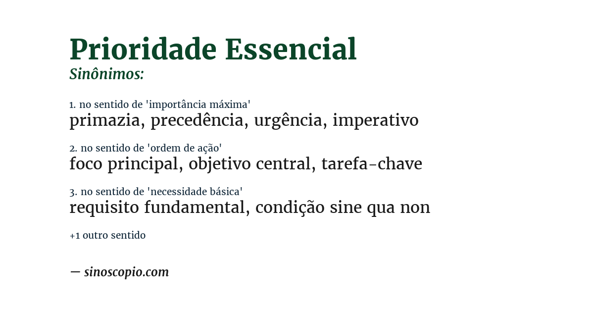 Sinônimo de prioridade essencial