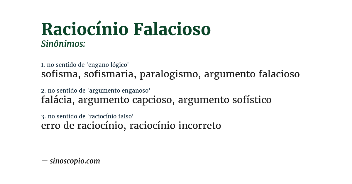 Sinônimo de raciocínio falacioso