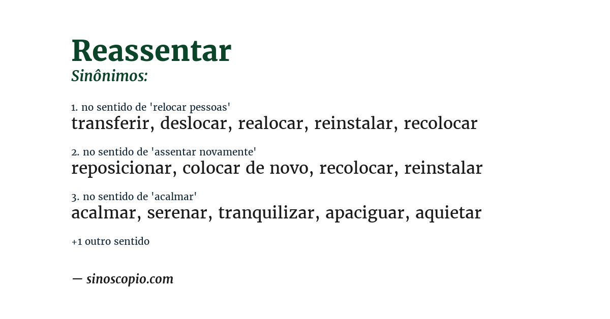 Sinônimo de reassentar