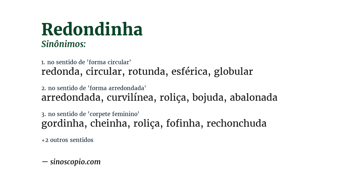 Sinônimo de redondinha