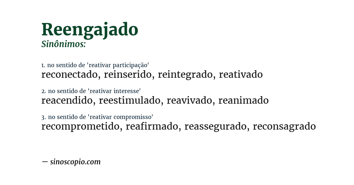 Sinônimo de reengajado