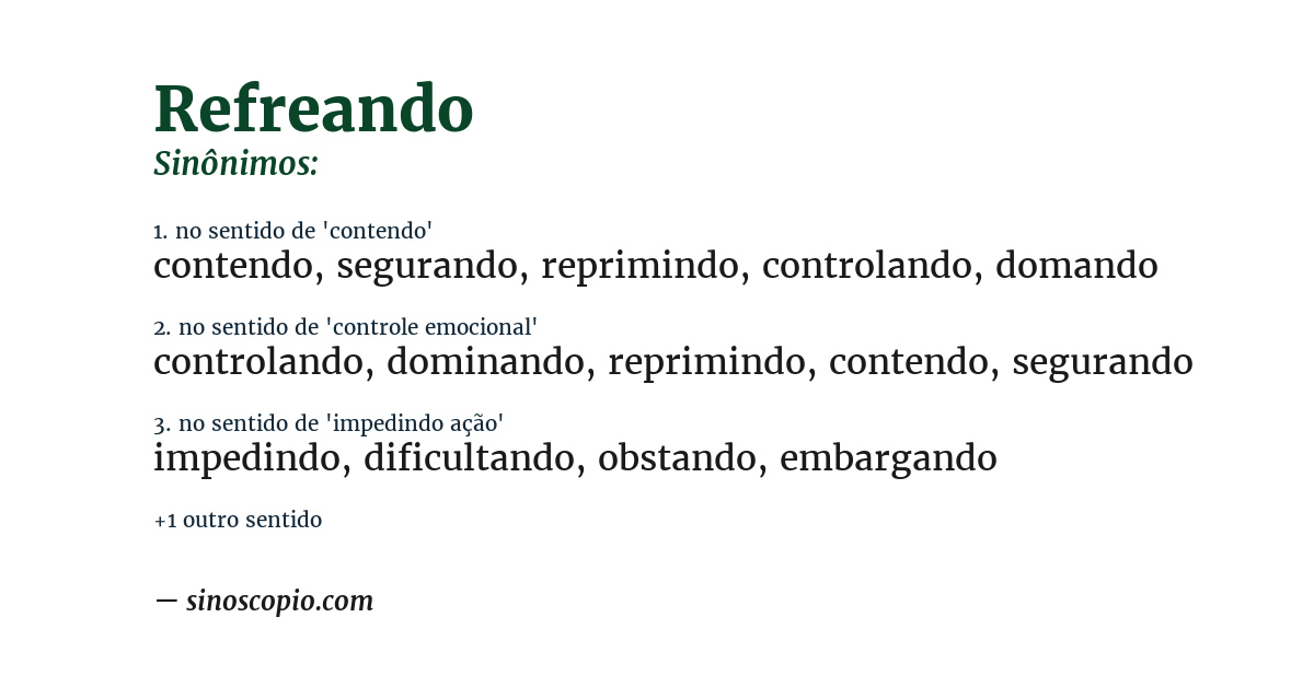 Sinônimo de refreando