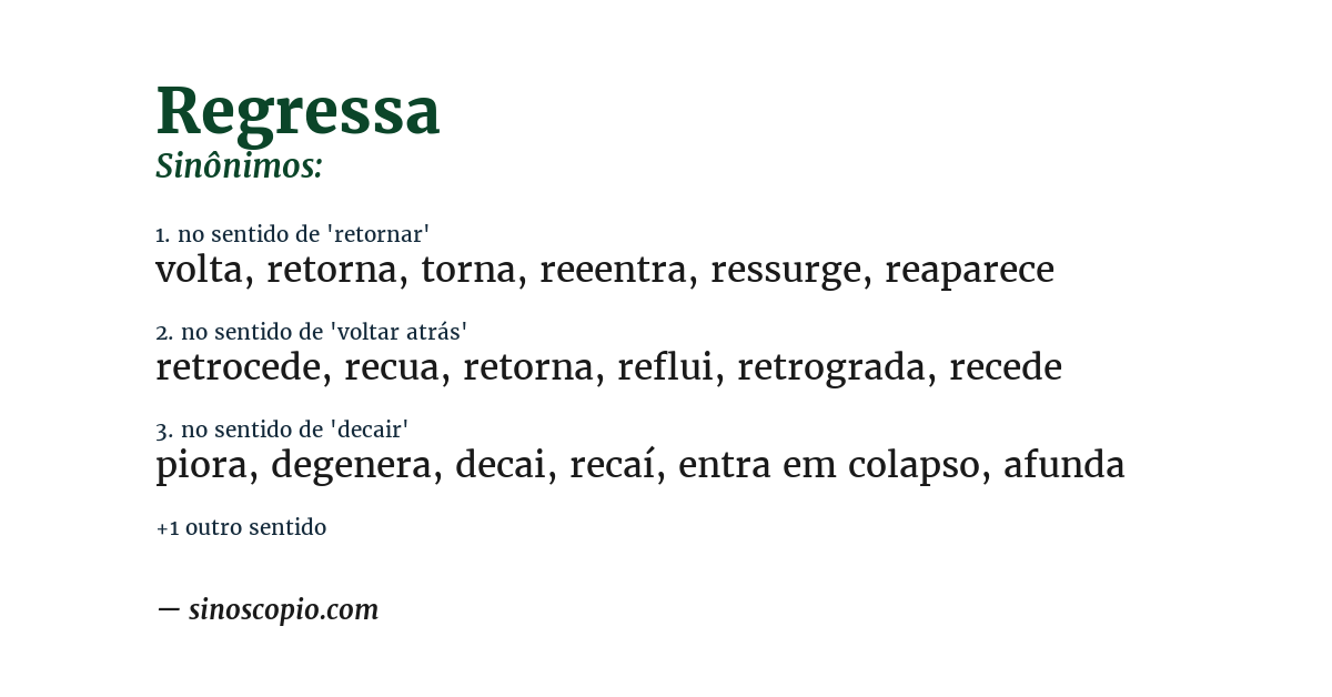 Sinônimo de regressa