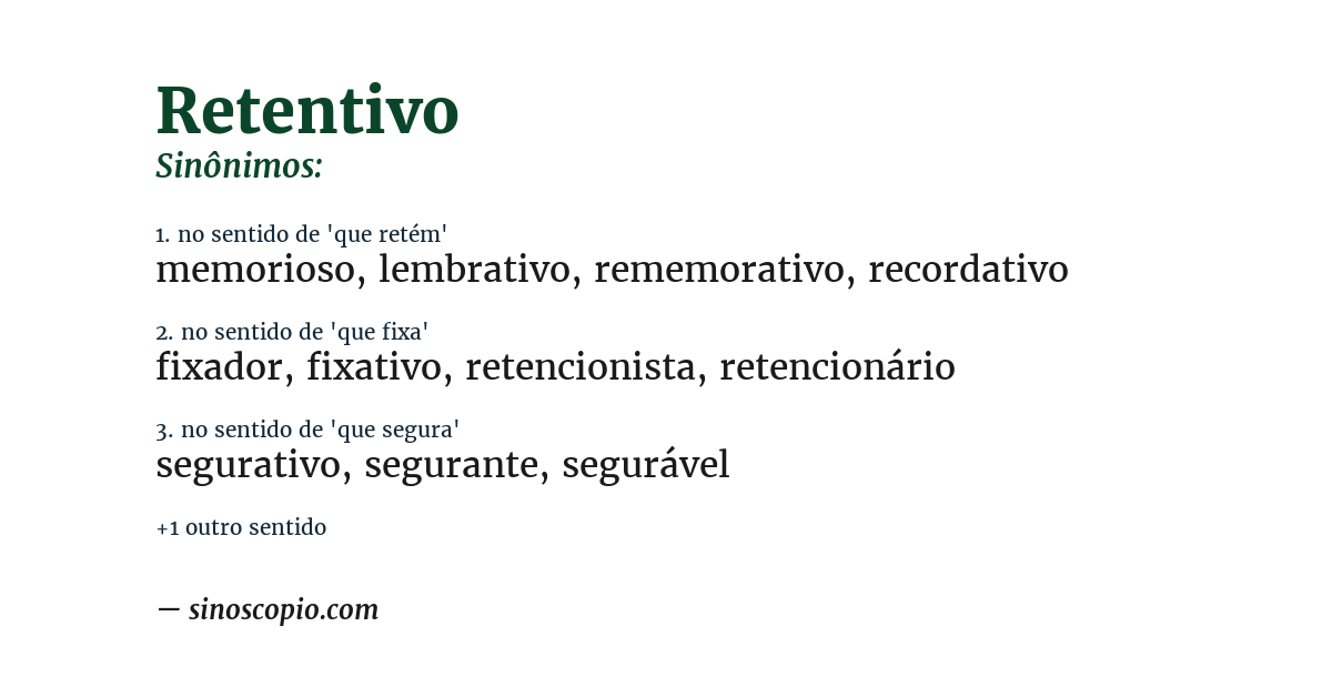 Sinônimo de retentivo