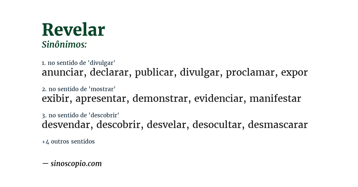 Sinônimo de revelar