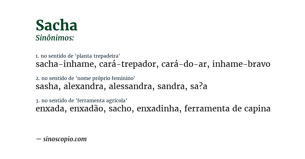 Sinônimo de sacha