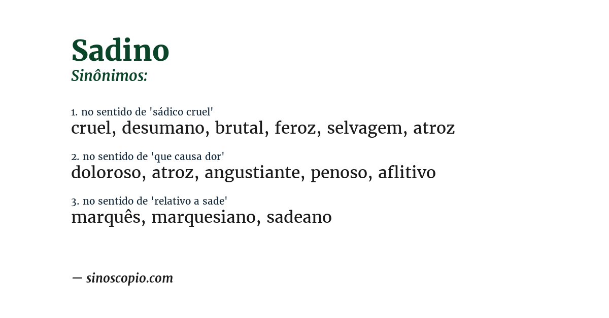 Sinônimo de sadino