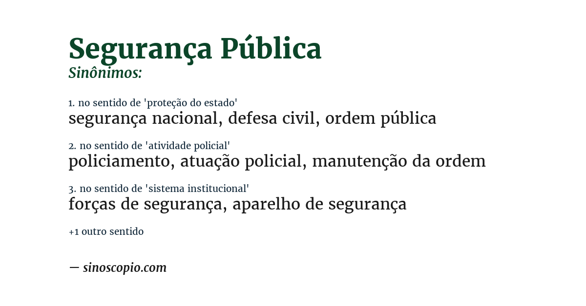 Sinônimo de segurança pública