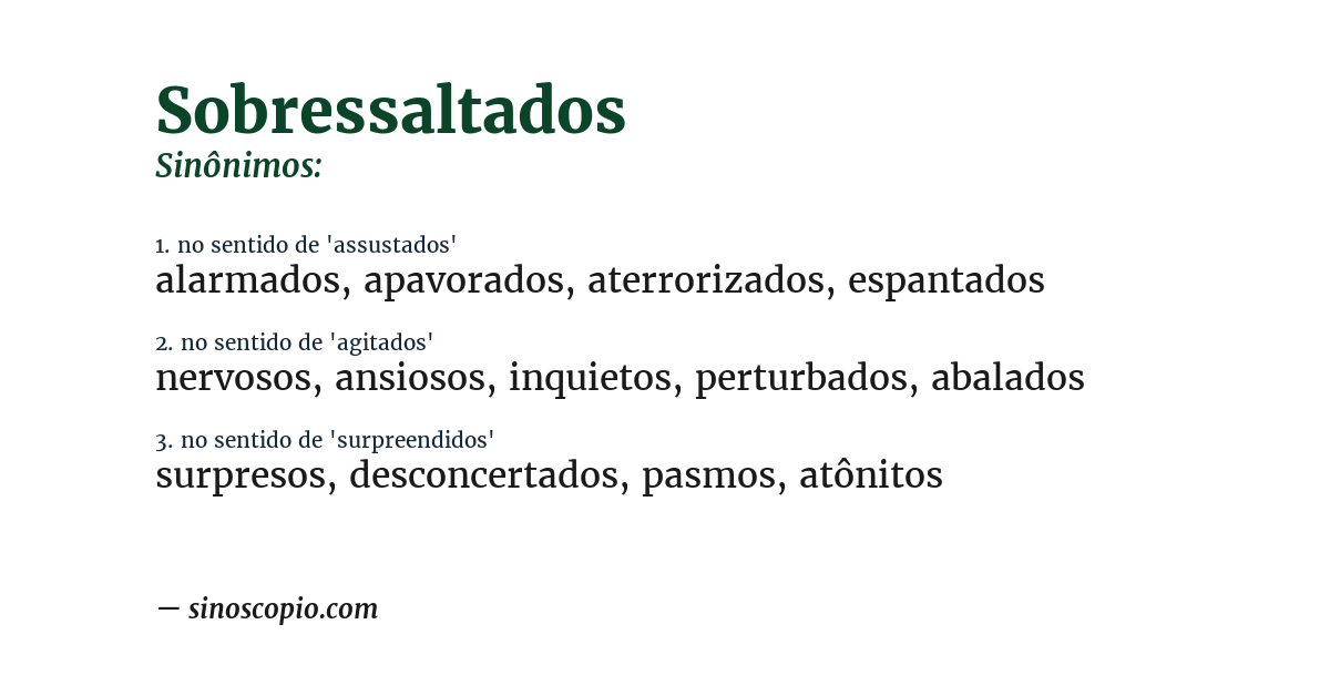 Sinônimo de sobressaltados