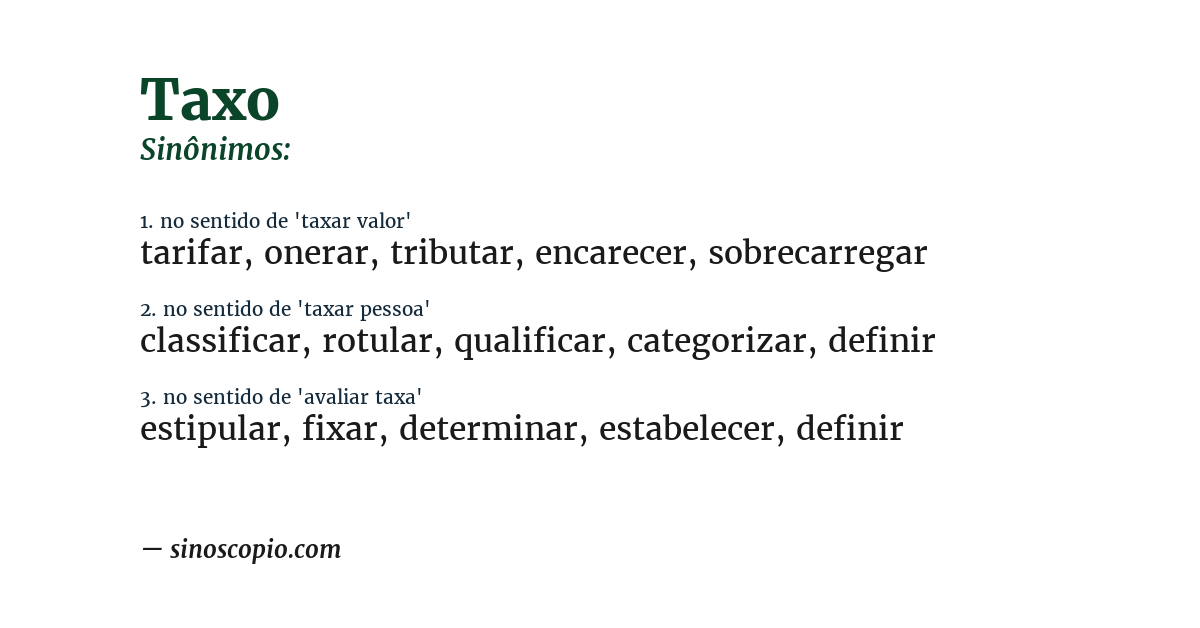 Sinônimo de taxo